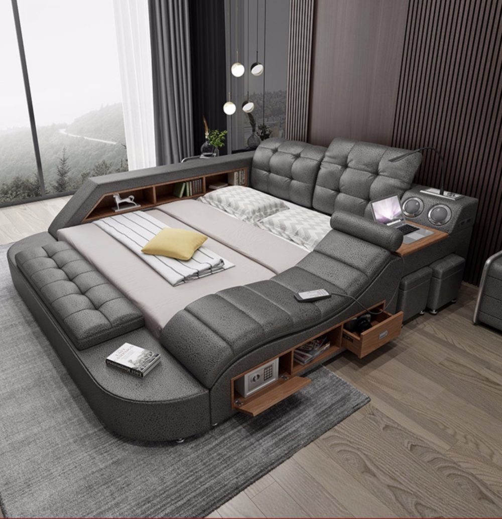 The Ultimate Bed With Integrated Massage Chair, Speaker and Desk