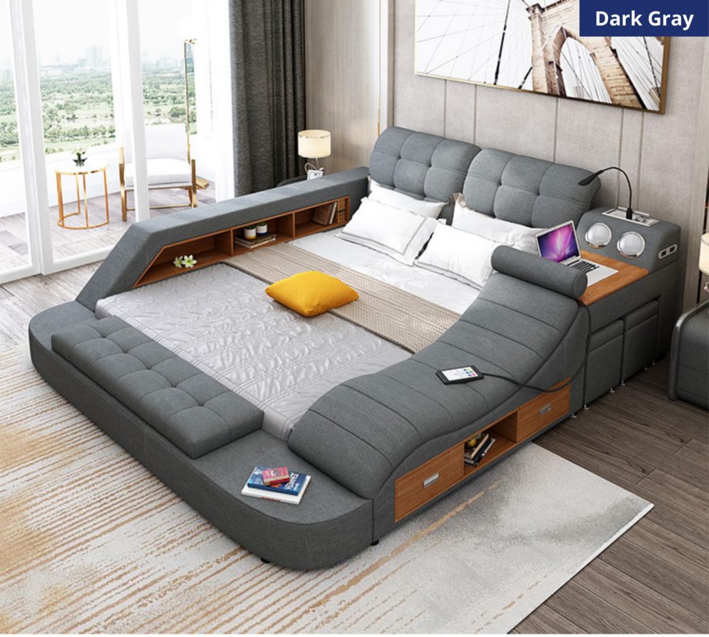 The Ultimate Bed With Integrated Massage Chair, Speaker and Desk